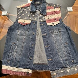 American Flag Denim Vest